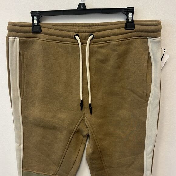 Burnside Men's Tan Jogger Pants with White and Green Accents L - Picture 2 of 6